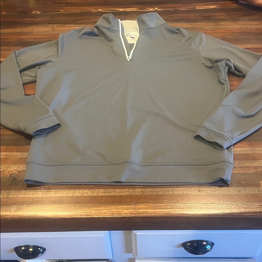 Peter Milar Gray Quarter-Zip Golf Pullover size medium